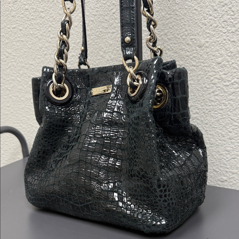 Kate Spade Black Crocodile-Embossed Shoulder Bag